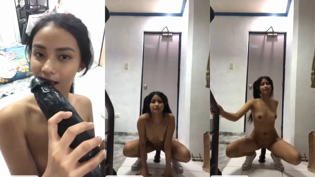 Bella Tocil Doyan Ngewe Cuma Pake Kontol Karet Item Gede Banget
