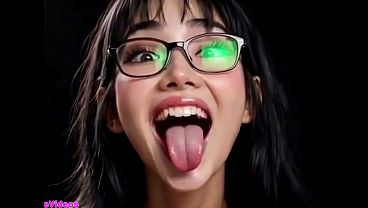 Gadis China Cantik Menjulurkan Lidah Untukmu, Animasi Ai Bikin Panas
